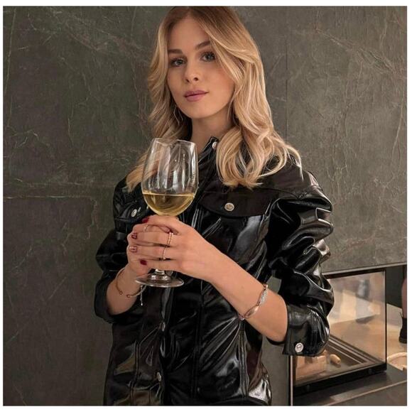 ZARA BLOGGER FAVORITE FAUX LEATHER DRESS BLACK - Picture 6 of 15